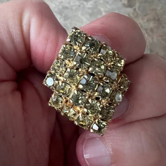Vintage‎ Diamond Cluster Gold Tone Adjustible Fashion Ring - Picture 1 of 4